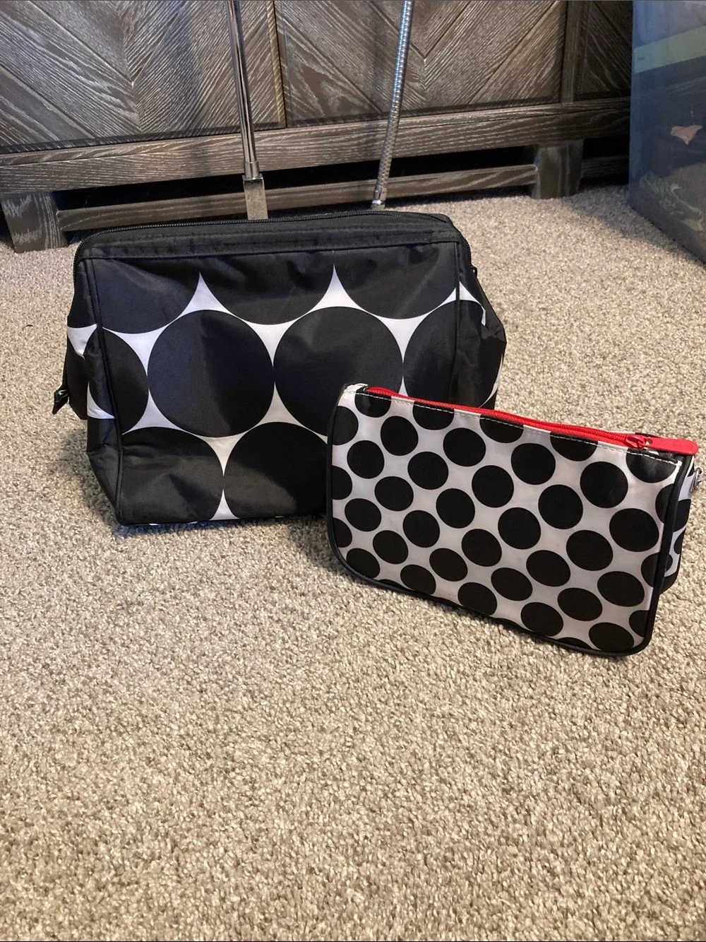 Thirtyone Black & White Polka Dot best buds Cosmetic Pouches - Set of 2